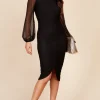 Little Mistress Dresses | Race Day Edit<Spot Mesh Ruched Midi Dress