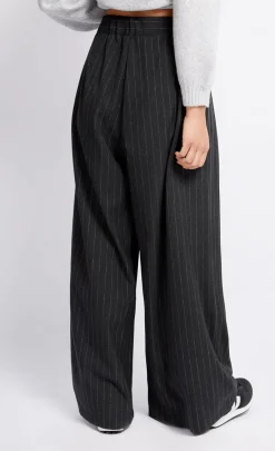 Little Mistress Office Fashion | Trousers<Charcoal Grey Pinstripe Trousers