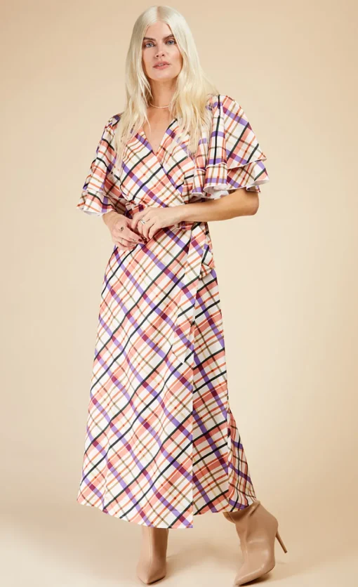 Little Mistress Race Day Edit | Summer / Holiday<Check Layered Sleeve Midaxi Wrap Dress