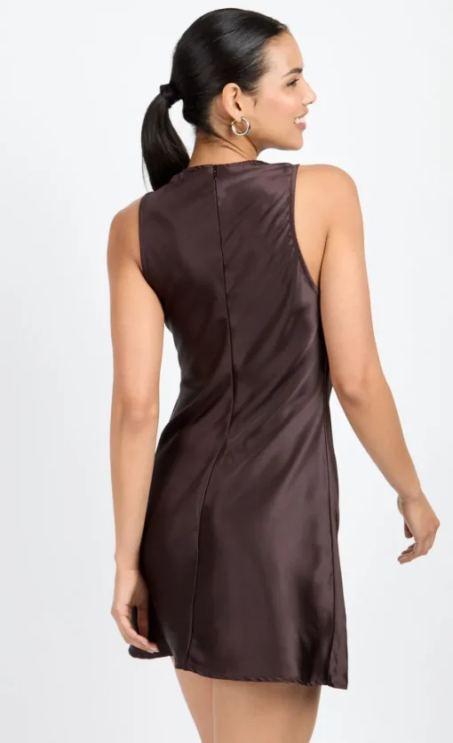 Little Mistress Chloe Lewis Collection | Dresses<Chocolate Satin Mini Dress by Chloe Lewis