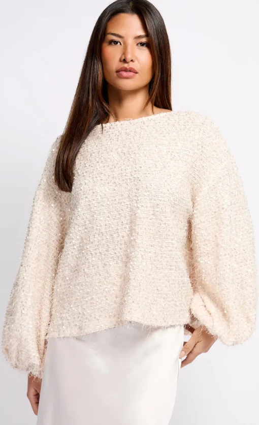 Little Mistress Tops<Cream Sequin Fringe Top