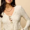 Little Mistress Tops<Textured Tie-Up Detail Top