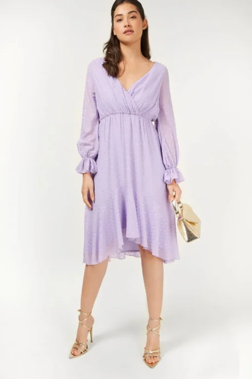 Little Mistress Dresses | Race Day Edit<Diaz Lilac And Gold Spot Midi Dress