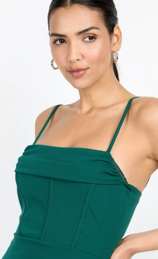 Little Mistress Chloe Lewis Collection | Dresses<Emerald Green Corset Detail Midi Dress by Chloe Lewis