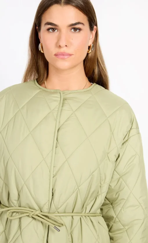 Little Mistress Coats & Jackets<Khaki Quilted Belted Coat