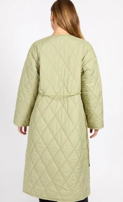 Little Mistress Coats & Jackets<Khaki Quilted Belted Coat