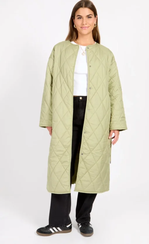 Little Mistress Coats & Jackets<Khaki Quilted Belted Coat