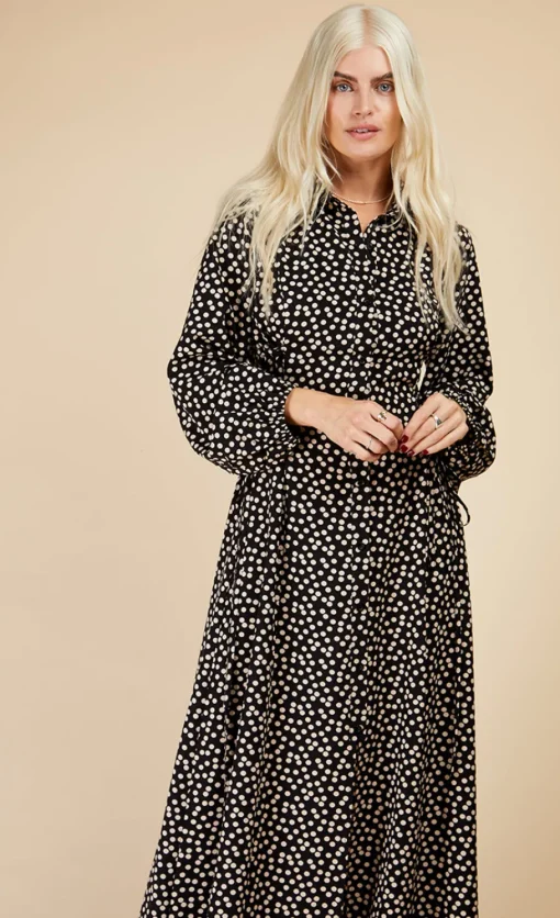 Little Mistress Dresses | Office Fashion<Mono Spot Lace Up Maxi Shirt Dress