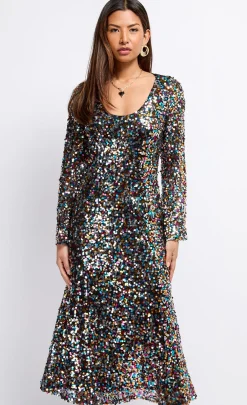 Little Mistress Dresses | Midi Dresses<Multi Sequin Midaxi Dress