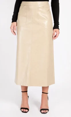 Little Mistress Skirts<Oatmeal Cracked PU Midaxi Skirt