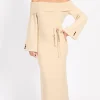 Little Mistress Race Day Edit<Oatmeal Knit Bardot Midaxi Dress