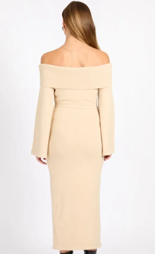 Little Mistress Race Day Edit<Oatmeal Knit Bardot Midaxi Dress