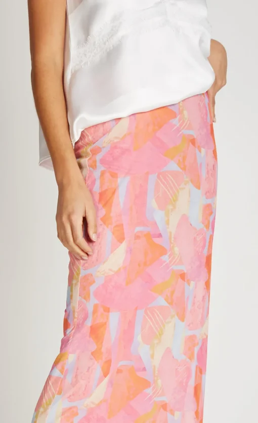 Little Mistress Skirts | Summer / Holiday<Pink Print Mesh Midaxi Skirt