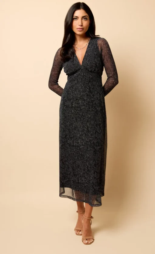 Little Mistress Dresses | Race Day Edit<Saffron and Amber Spot Print Mesh Midi Dress