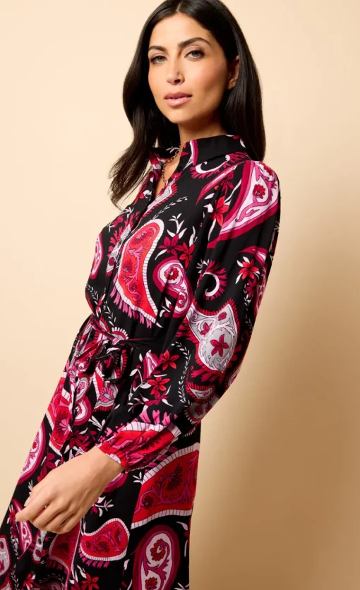 Little Mistress Dresses | Race Day Edit<Saffron and Amber Red Paisley Print Midi Dress