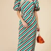 Little Mistress Race Day Edit<Stripe Asymmetric Neck Midaxi Bodycon Dress