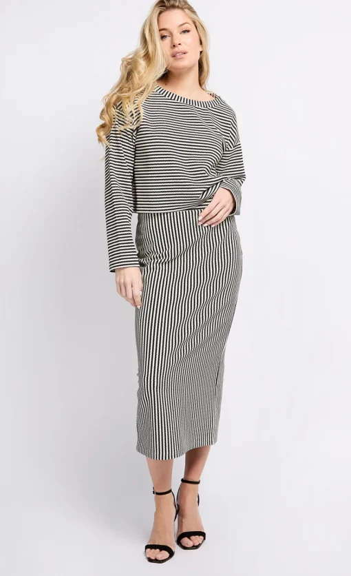 Little Mistress Co-Ords | Office Fashion<Stripe Midaxi Skirt