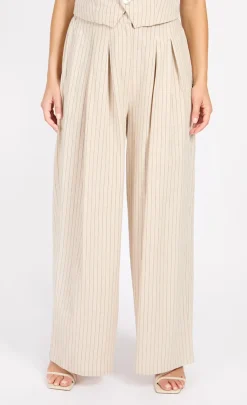 Little Mistress Co-Ords | Office Fashion<Striped Trousers With Linen