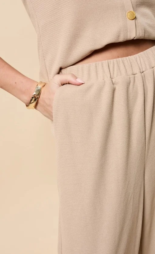 Little Mistress Co-Ords | Knitwear<Taupe Wide Leg Knitted Trousers