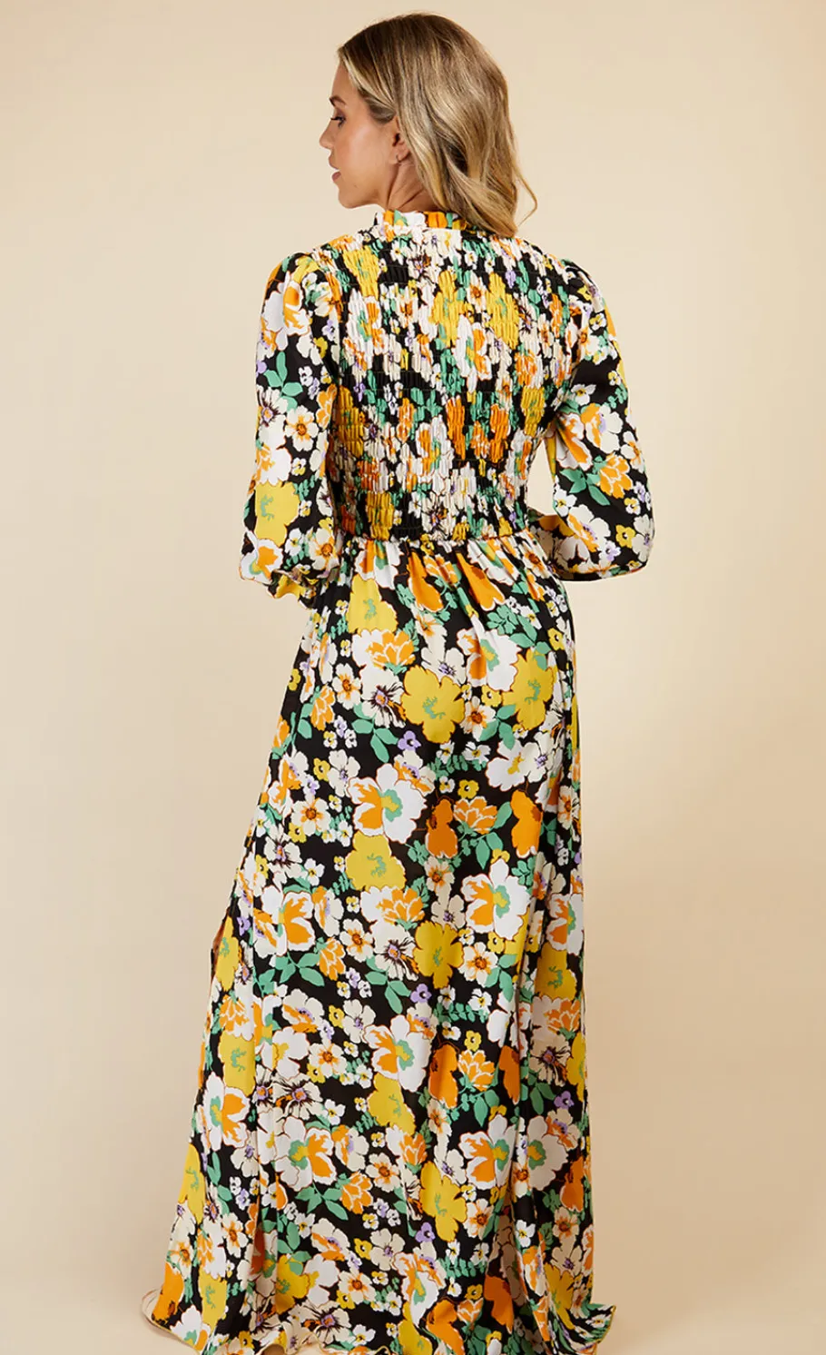 Little Mistress Dresses | Race Day Edit<Vintage Floral Shirred Mock Wrap Maxi Dress